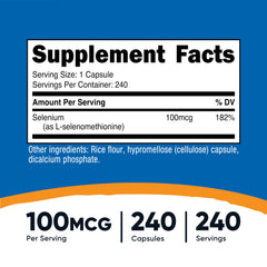 Close-up of Nutricost Selenium 100mcg capsules