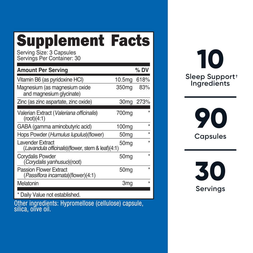 Nutricost Sleep Aid Complex ingredients melatonin and lavender for relaxing evenings