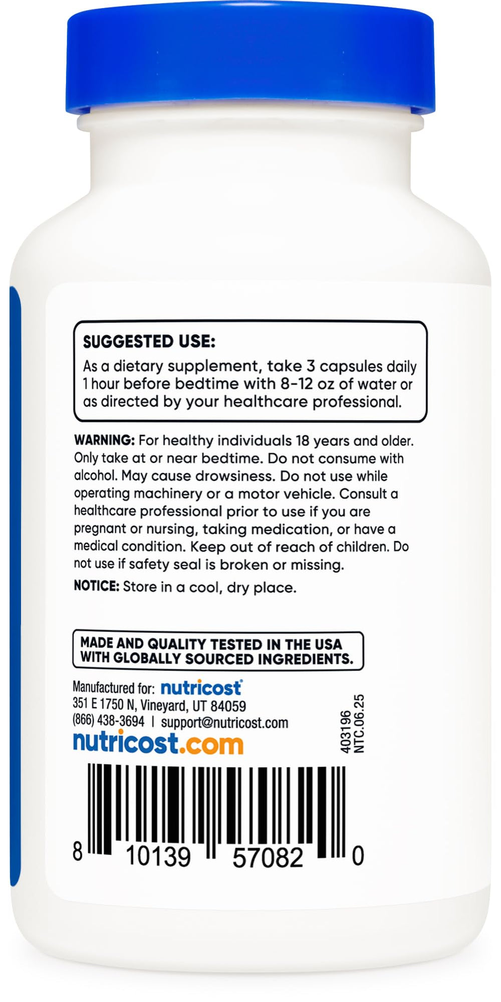 Nutricost Sleep Aid Complex packaging with gluten-free and non-GMO labeling