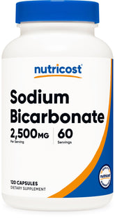 Nutricost Sodium Bicarbonate bottle label showing 2500mg per serving