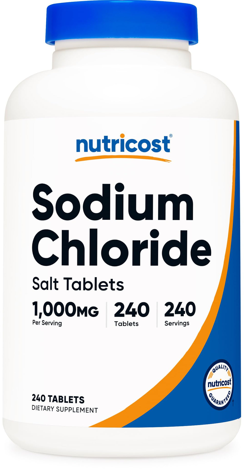 Bottle of Nutricost Sodium Chloride 1000mg, 240 tablets