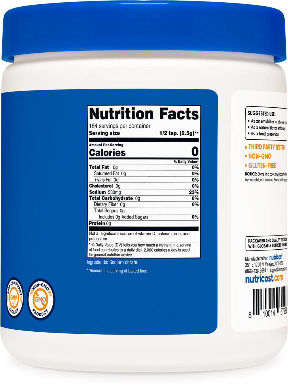 GMP compliant and FDA registered Nutricost facility