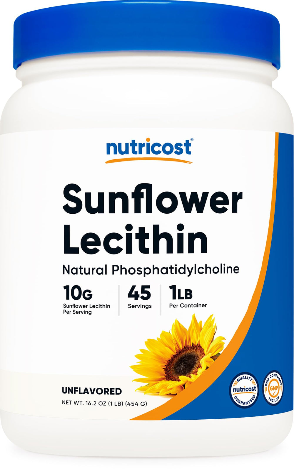 Nutricost Sunflower Lecithin 1 Pound front view