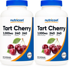 Nutricost Tart Cherry Extract 3000mg – 240 Vegetarian Capsules (Pack of 2) - front view