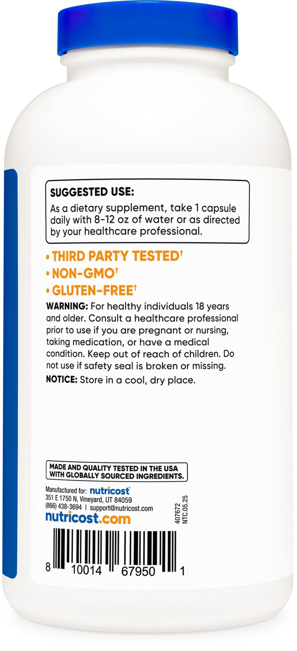 Taurine capsules poured from bottle