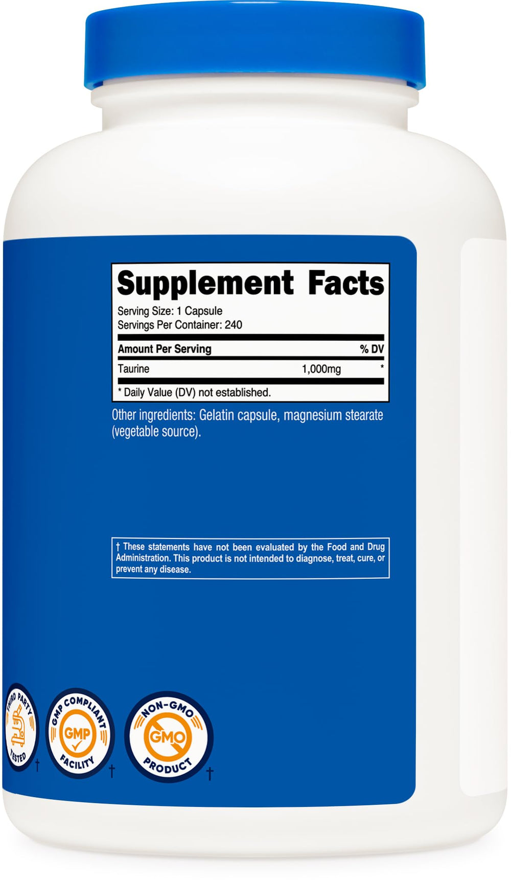 Finished Nutricost Taurine 1000mg capsules package