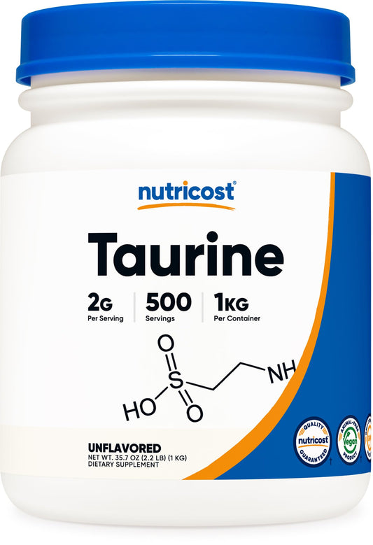 Nutricost Taurine Powder 1kg bottle front view