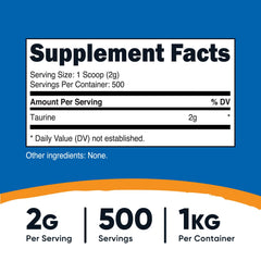 Taurine powder scoop included for serving size