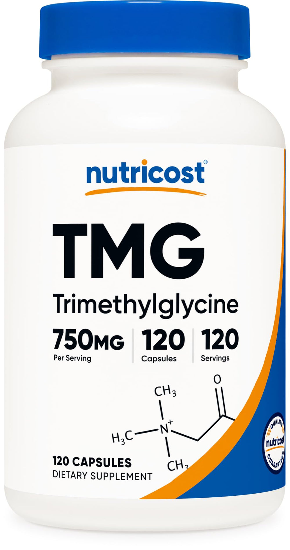 Nutricost TMG 750mg per capsule bottle - front view