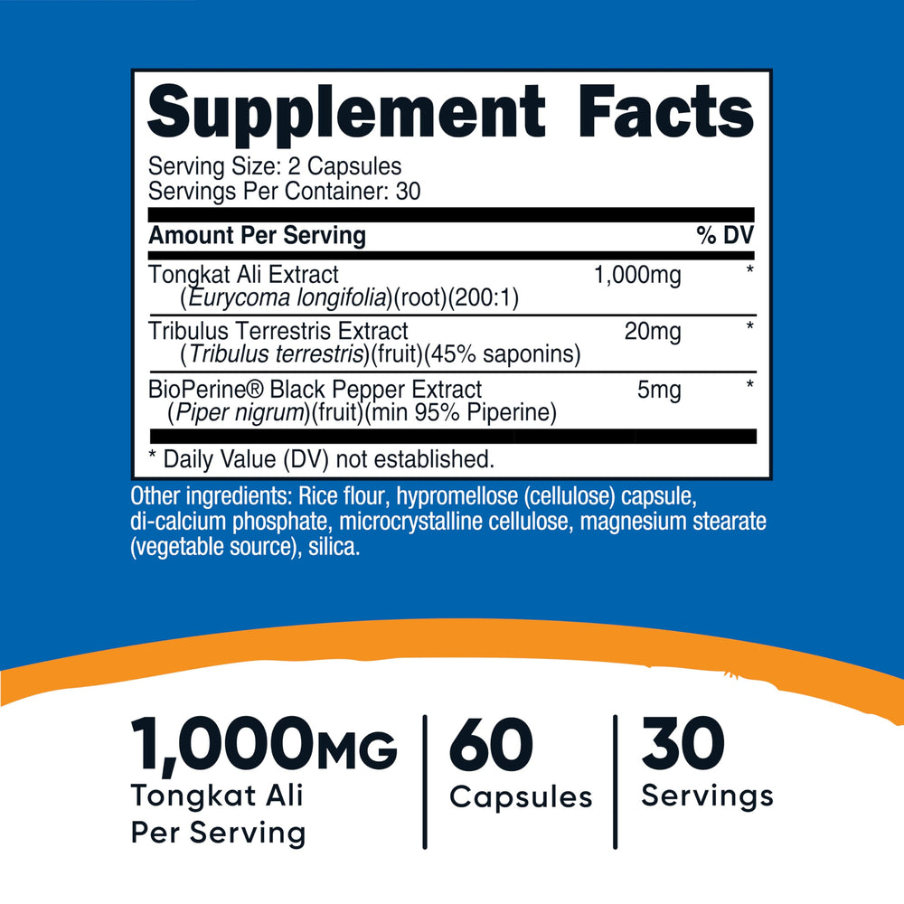 Close-up of Tongkat Ali 1000mg vegetarian capsules