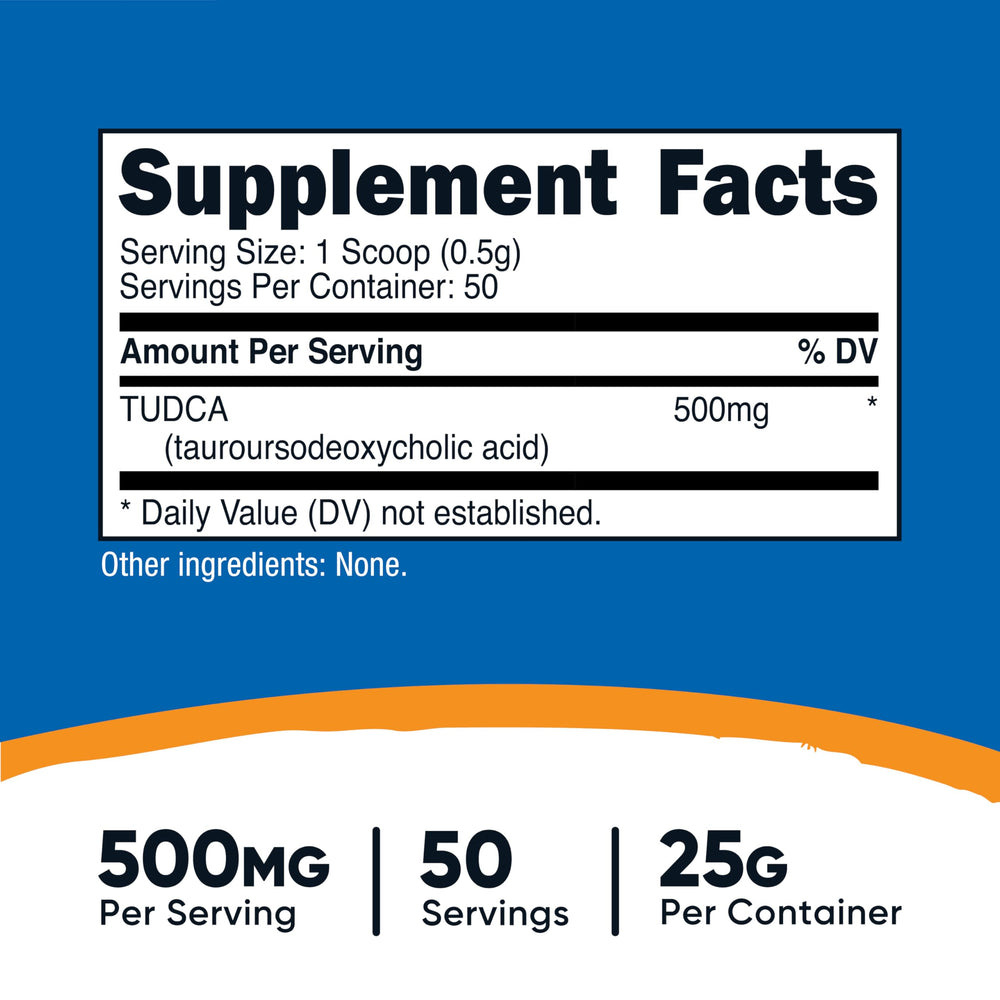 Label of Nutricost Tudca Powder 25g