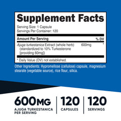 Nutricost Turkesterone 600mg bottle front label