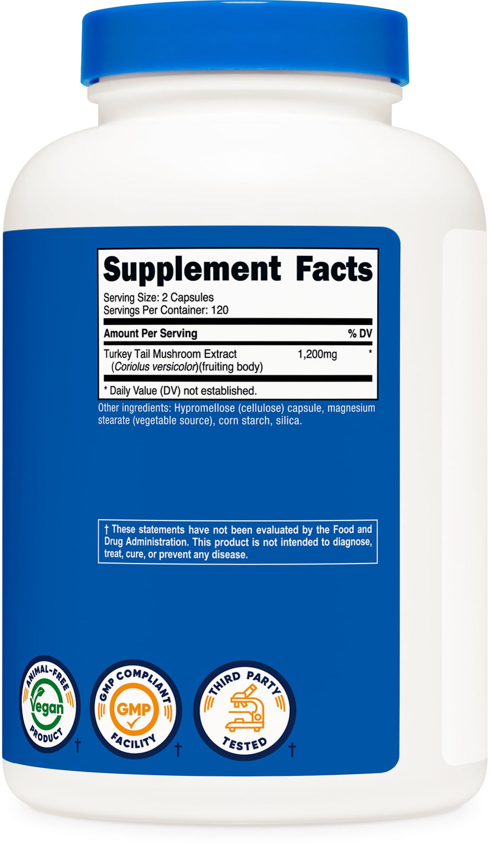 Supplement facts and ingredients for Nutricost Turkey Tail capsules