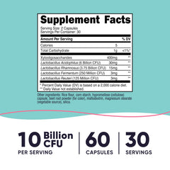 Close-up of 10 billion CFU claim on bottle label