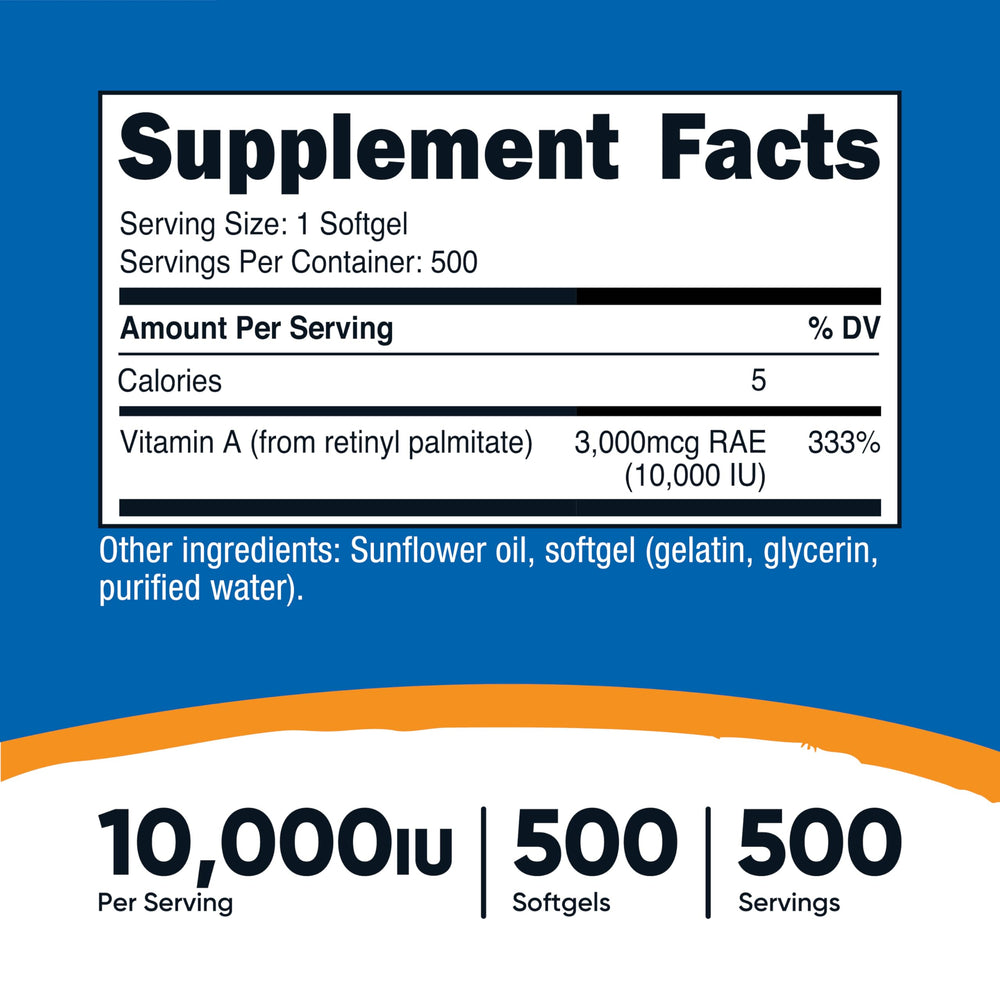 Nutricost Vitamin A 10,000 IU bottle with label