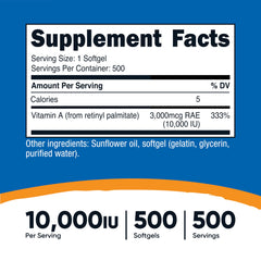 Nutricost Vitamin A 10,000 IU bottle with label
