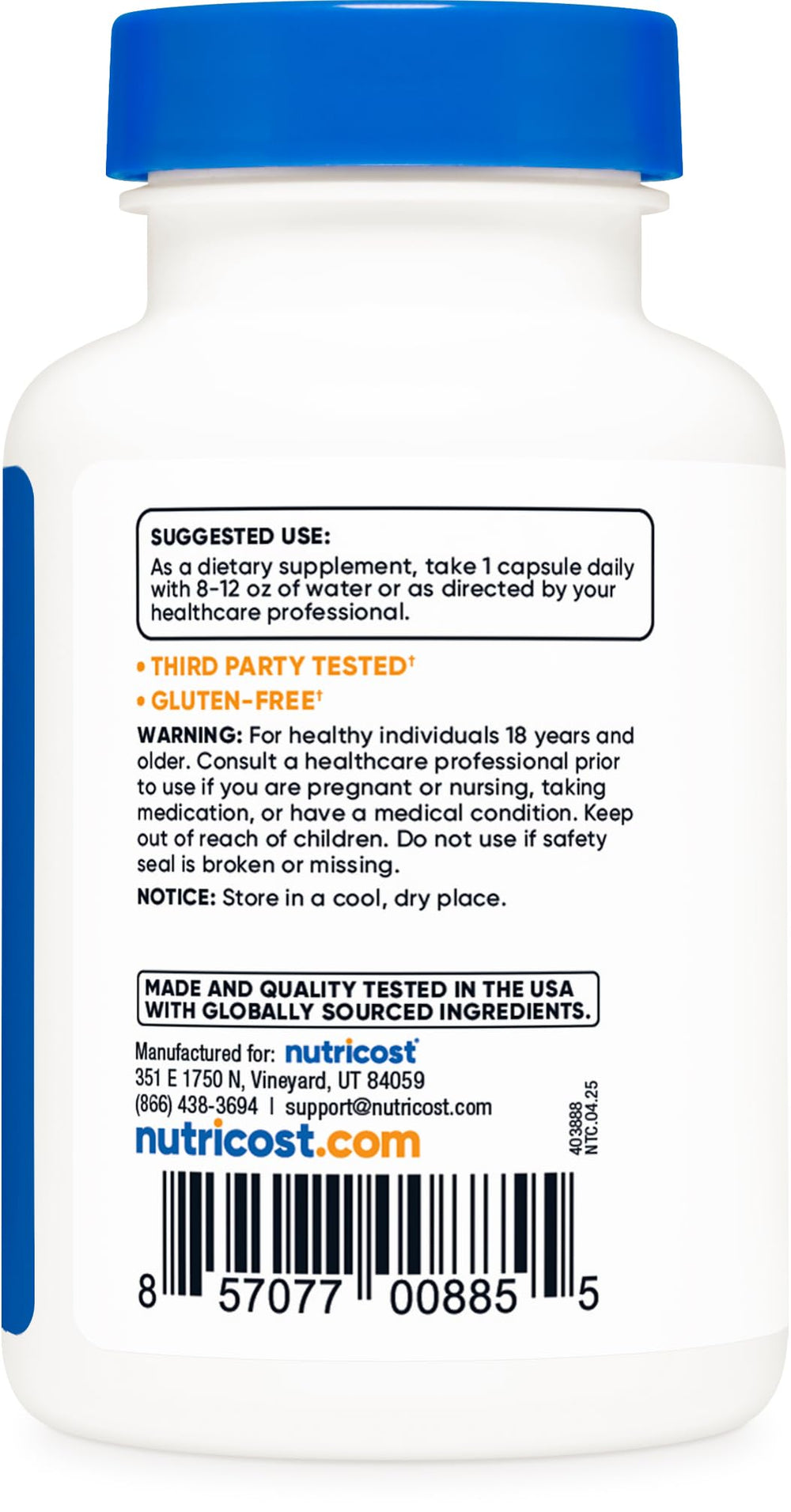 Close-up of Nutricost Vitamin B1 Thiamine capsules
