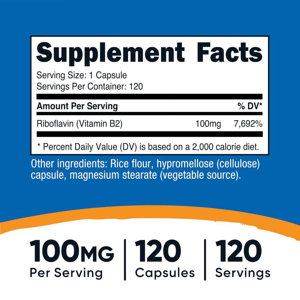 Close-up of Vitamin B2 Riboflavin 100mg capsules