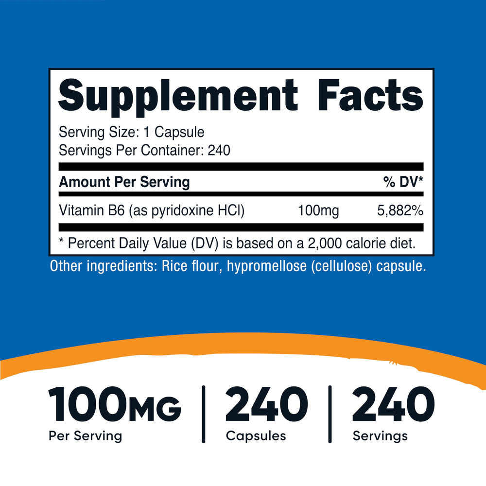 Close-up of Vitamin B6 capsules