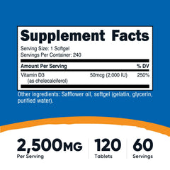 Close-up of Nutricost Vitamin D3 2000 IU softgel capsule