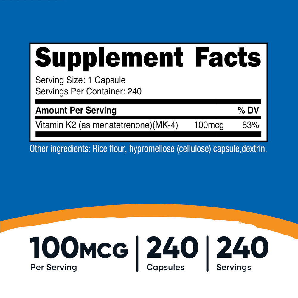 Nutricost Vitamin K2 MK-4 240 capsules packaging