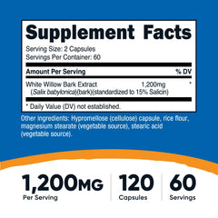 Nutricost White Willow Bark Capsules label close-up