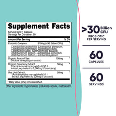 Close-up of probiotic capsules showing 30B CFU