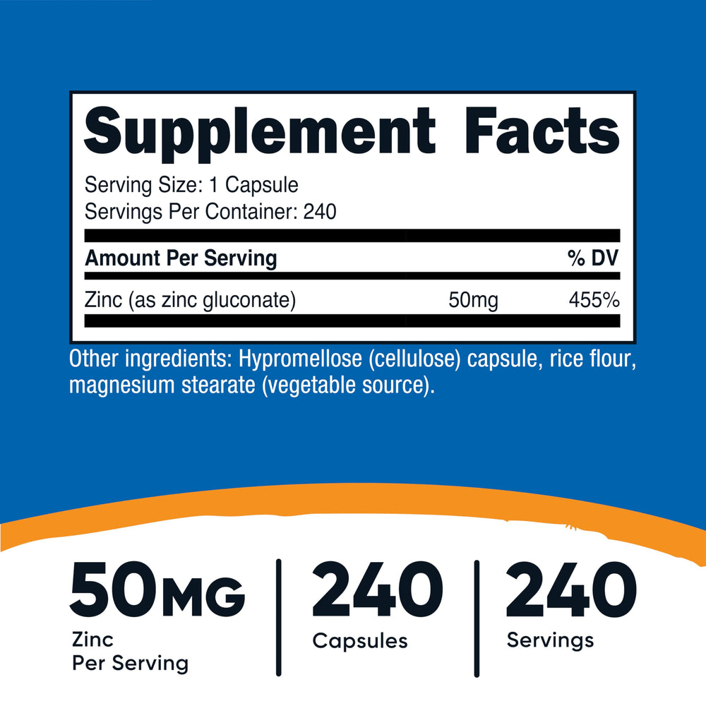 Nutricost Zinc Gluconate bottle with capsules