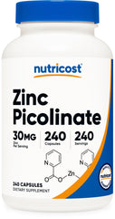 Nutricost Zinc Picolinate 30mg bottle label