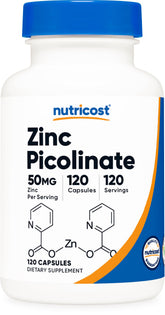 Nutricost Zinc Picolinate 50mg - 120 Vegetarian Capsules bottle