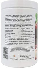 NutriDyn Fruits & Greens Berry powder with green superfoods such as spirulina, chlorella and kelp