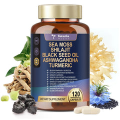 Multinutrient blend featuring sea moss, shilajit and turmeric