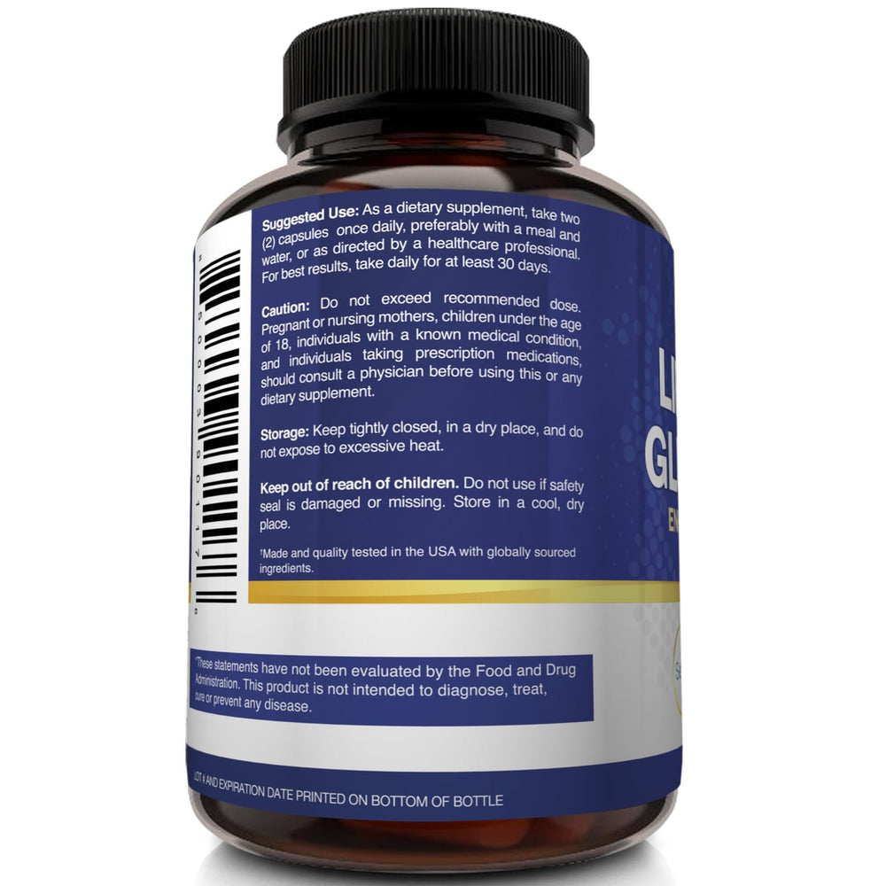 60-count bottle highlighting NutriFlair Liposomal Glutathione benefits