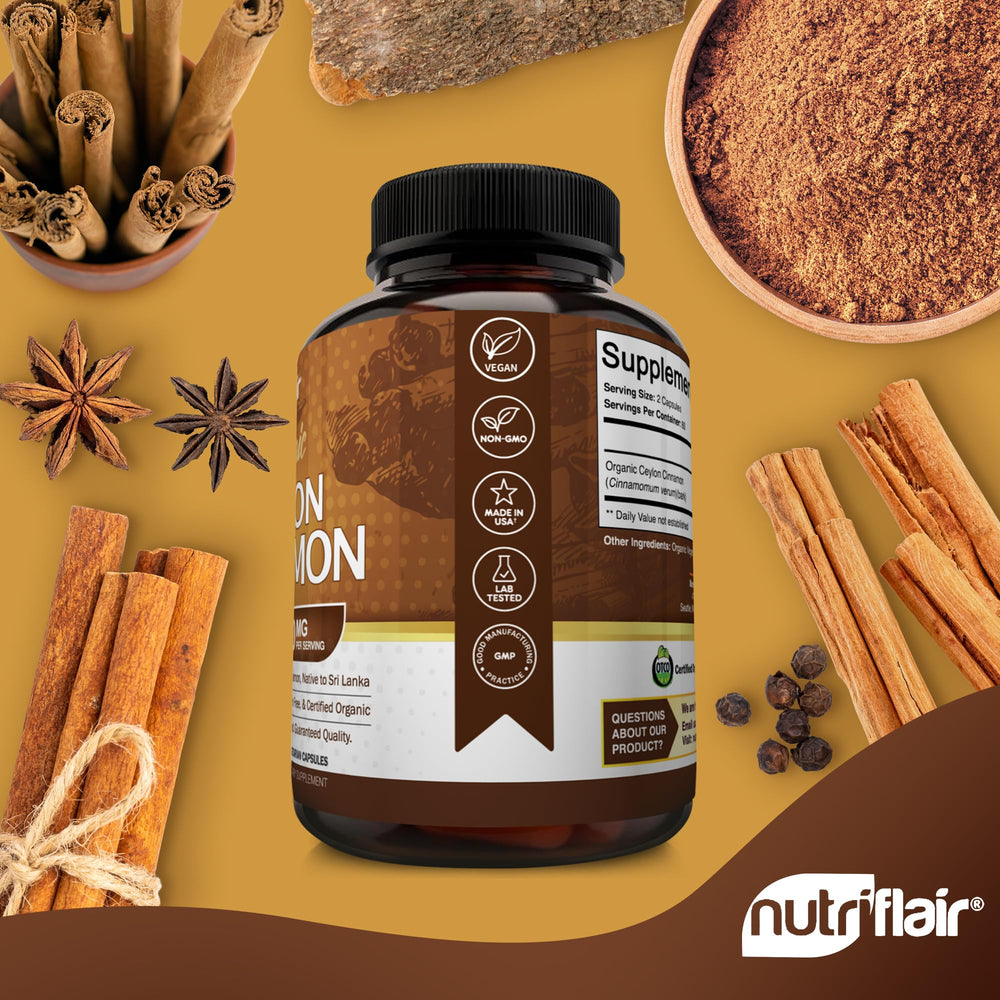 Non-GMO, gluten-free cinnamon capsules manufactured in the USA