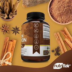 Non-GMO, gluten-free cinnamon capsules manufactured in the USA