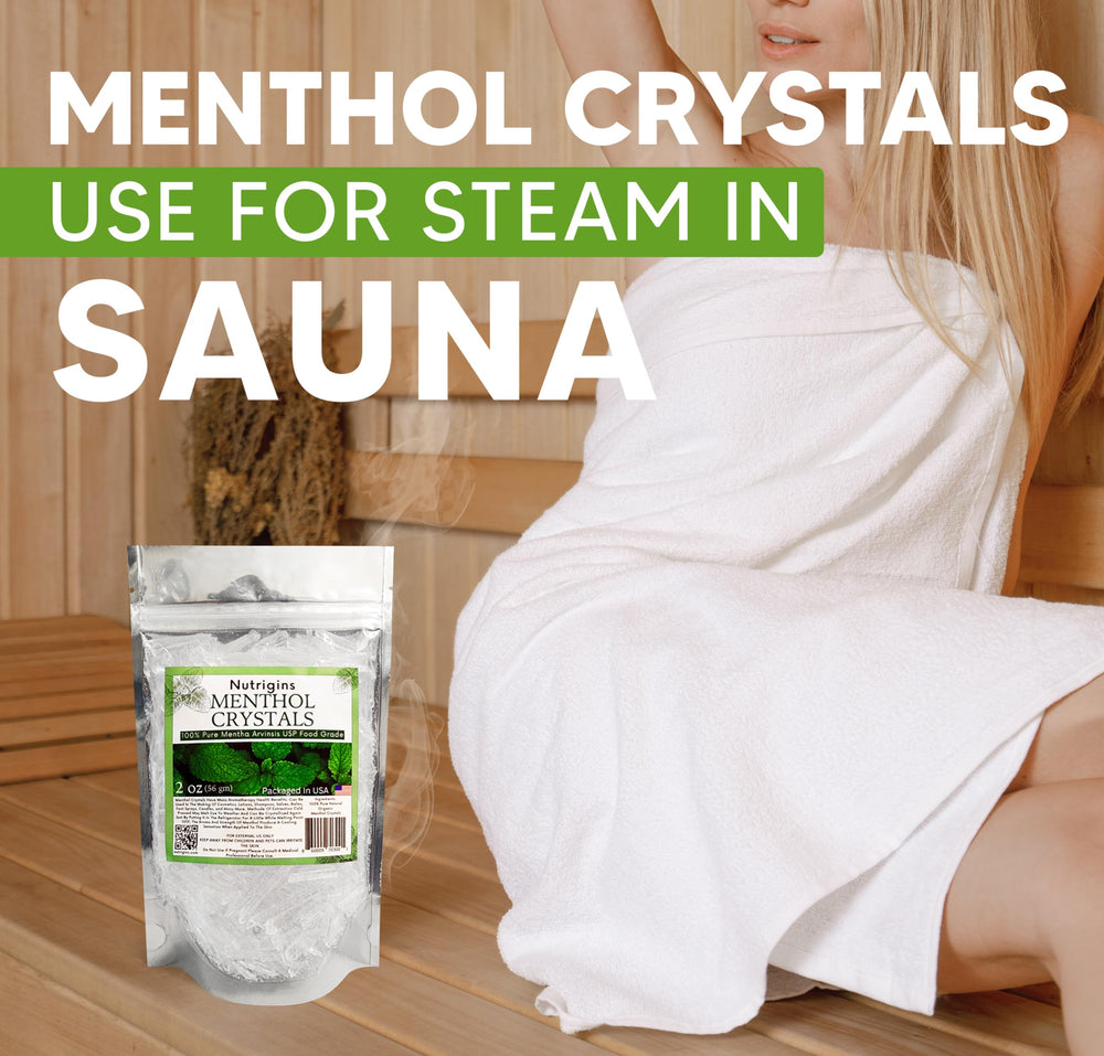 Menthol crystal blends with essential oils like basil and eucalyptus