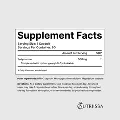 Close-up of Nutriissa Ecdysterone 500 mg label