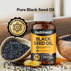 Close up of NutriNeat Black Seed Oil Capsules softgels