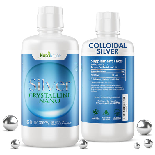 NutriNoche colloidal silver bottle, 32 oz, 30 ppm