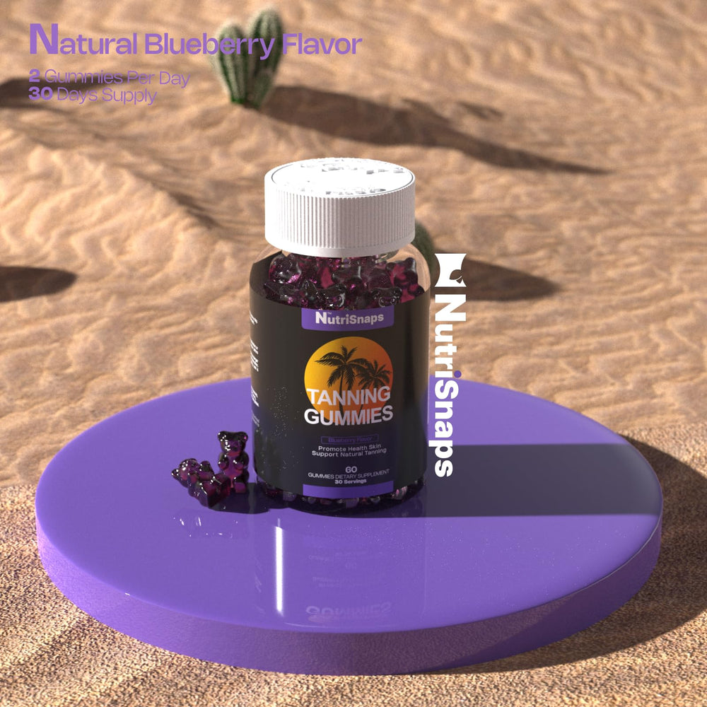 Nutrisnaps Tanning Gummies bottle close-up