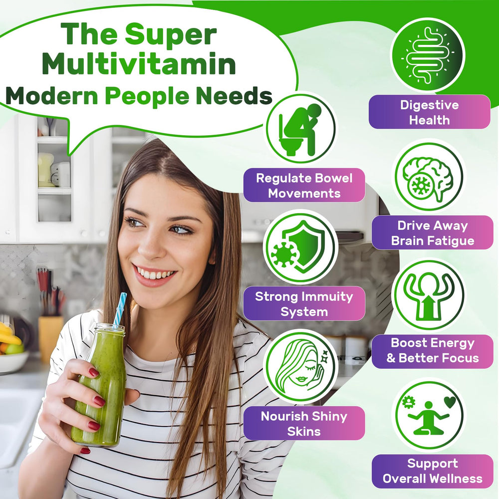 Nutrition facts label for Super Greens Gummies