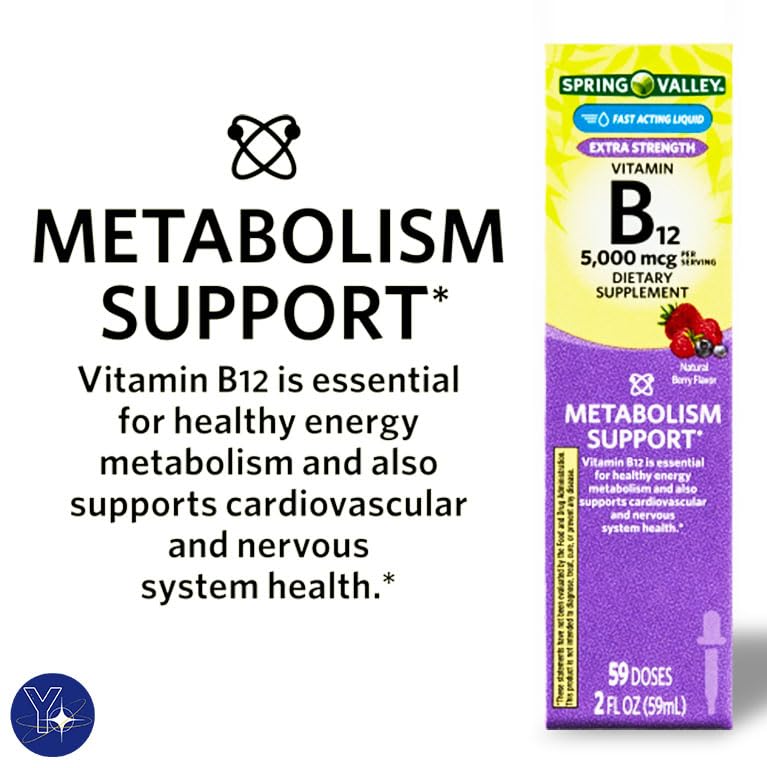 Nutrition facts label for liquid vitamin B12 Berry 5000mcg