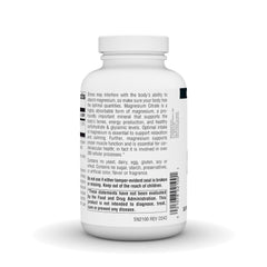 Nutrition facts panel for magnesium citrate supplement