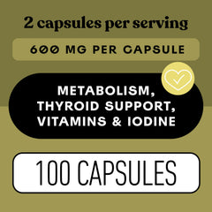 Nutrition facts panel for kelp capsules