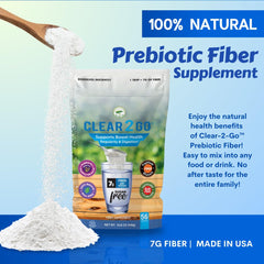 Clear 2 Go Prebiotic Fiber Powder packaging label