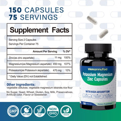 Back nutrition facts panel of Potassium Magnesium Supplement