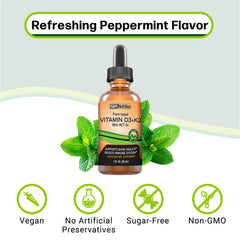 Nutritional information panel for vegan D3 + K2 drops
