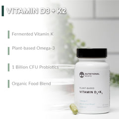 Close-up of Vitamin D3 + K2 5000 IU label