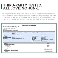 Third-party testing seal on Nutritional Roots bottle