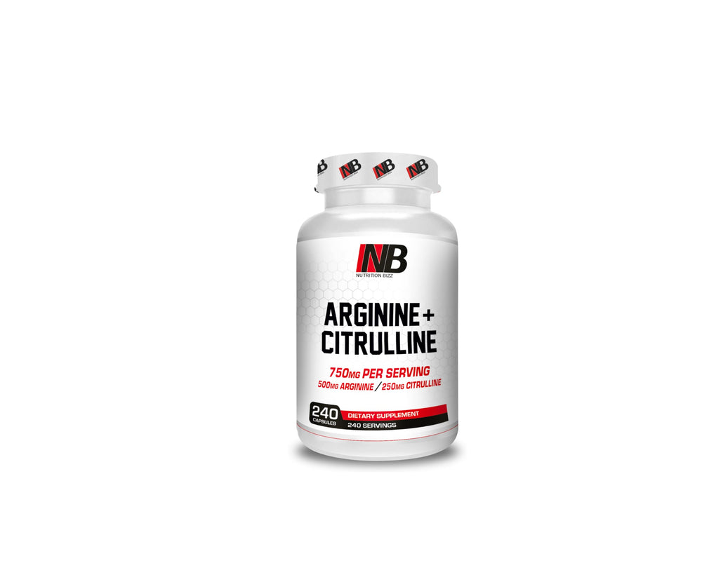 NutritionBizz Arginine and Citrulline bottle – front view